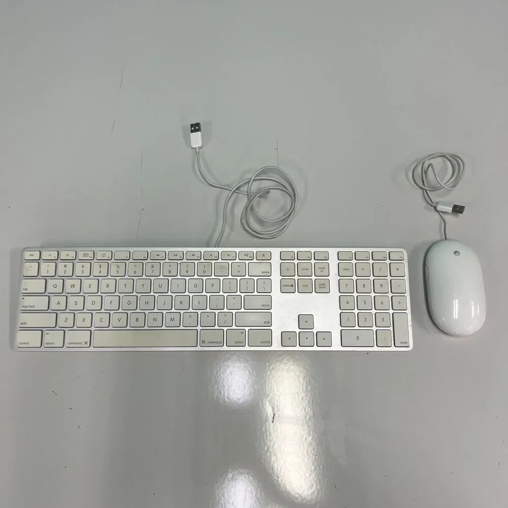 Apple White Aluminum USB Wired Keyboard A1243 and Apple wired Mouse A1152 tested